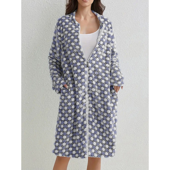 Thickened, Warm Zip-up Nightgown Casual Comfortable Long-sleeved Flannel Robe | Anvare