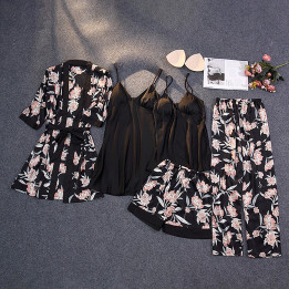 Winter Autumn Women Satin Pyjama Set Sexy Silk Pajamas | Anvare