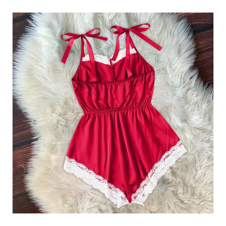 Ladies Sexy Silk Satin Pajama Set Lace Pyjama Set | Anvare