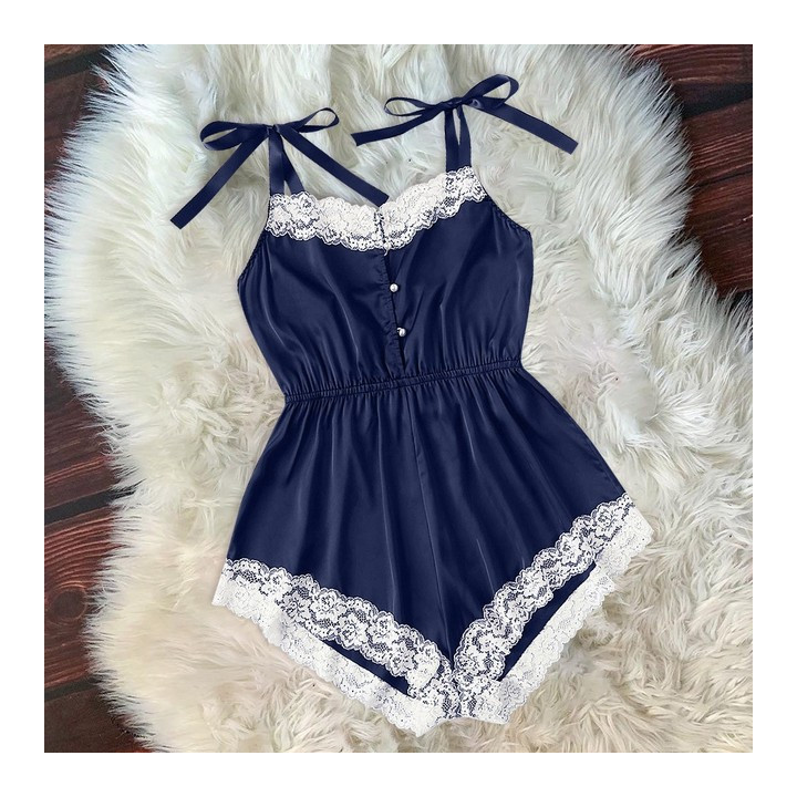 Ladies Sexy Silk Satin Pajama Set Lace Pyjama Set | Anvare