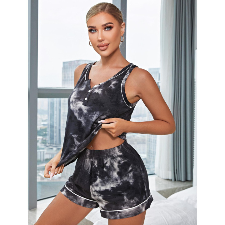 Home Wear Tie-dyed Camisole Short Pyjama Trousers | Anvare