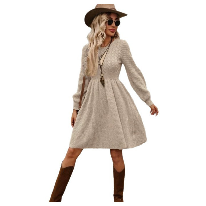 Womens Sweater Dress Round-Neck Knitted Skirt | Anvare