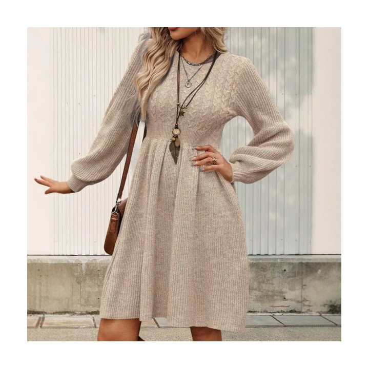 Womens Sweater Dress Round-Neck Knitted Skirt | Anvare