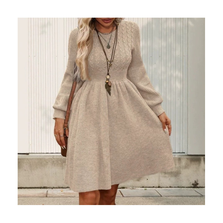 Womens Sweater Dress Round-Neck Knitted Skirt | Anvare