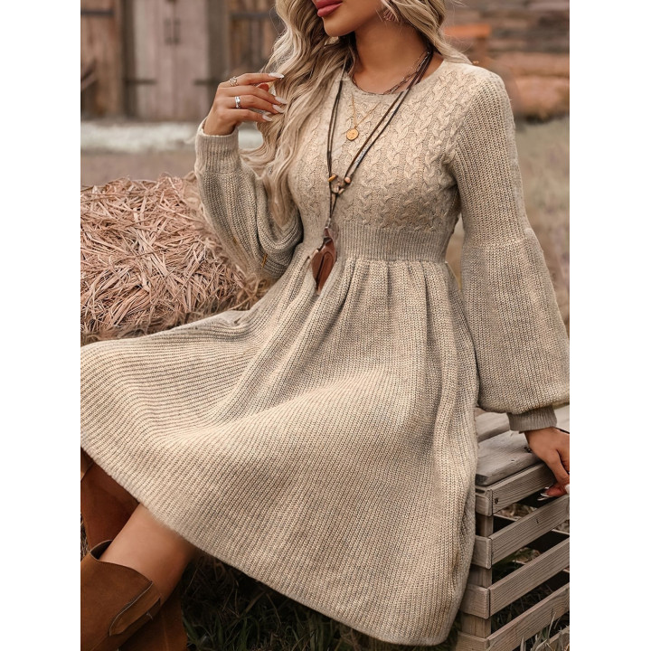 Womens Sweater Dress Round-Neck Knitted Skirt | Anvare