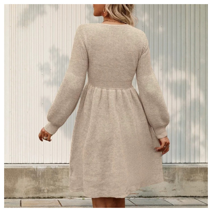 Womens Sweater Dress Round-Neck Knitted Skirt | Anvare
