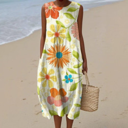 Sleeveless Casual Printed Elegant Dress | Anvare