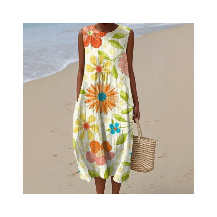 Sleeveless Casual Printed Elegant Dress | Anvare