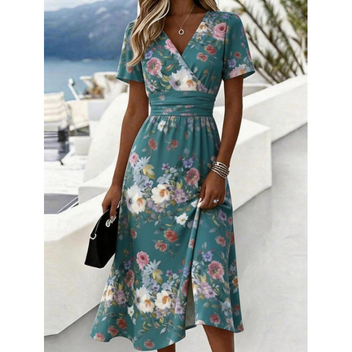 3D Retro Pattern Short-Sleeve Womens Dress | Anvare