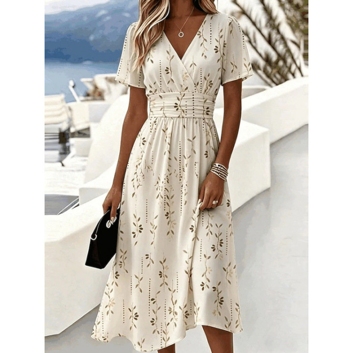 3D Retro Pattern Short-Sleeve Womens Dress | Anvare