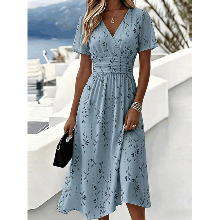 3D Retro Pattern Short-Sleeve Womens Dress | Anvare