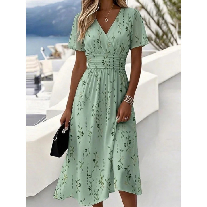 3D Retro Pattern Short-Sleeve Womens Dress | Anvare