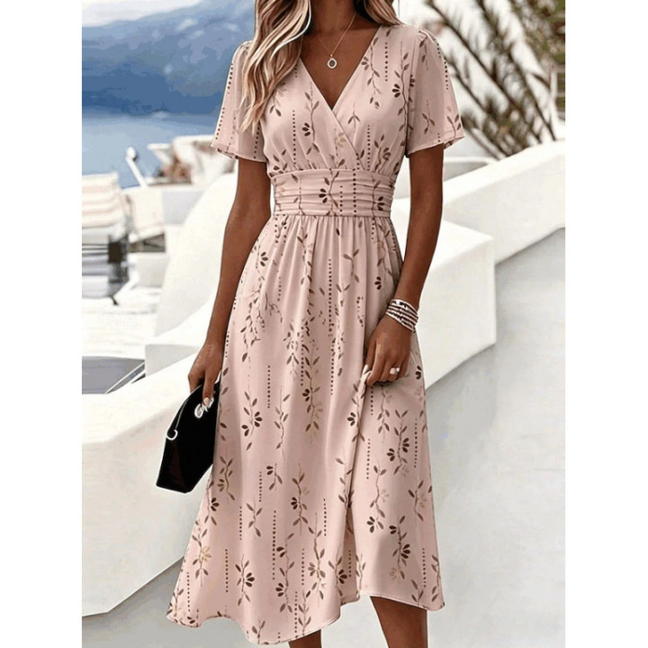 3D Retro Pattern Short-Sleeve Womens Dress | Anvare