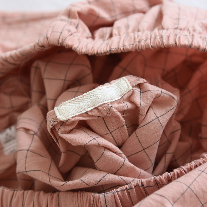 Home Wearable Washed Cotton Plaid Short Pyjama Trousers | Anvare