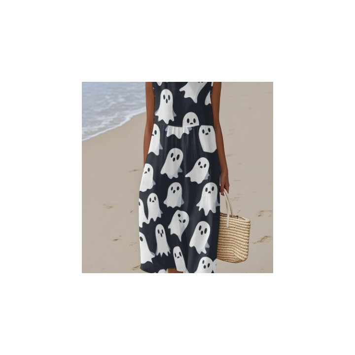 Womens Sleeveless Printed Dress With Pockets | Anvare
