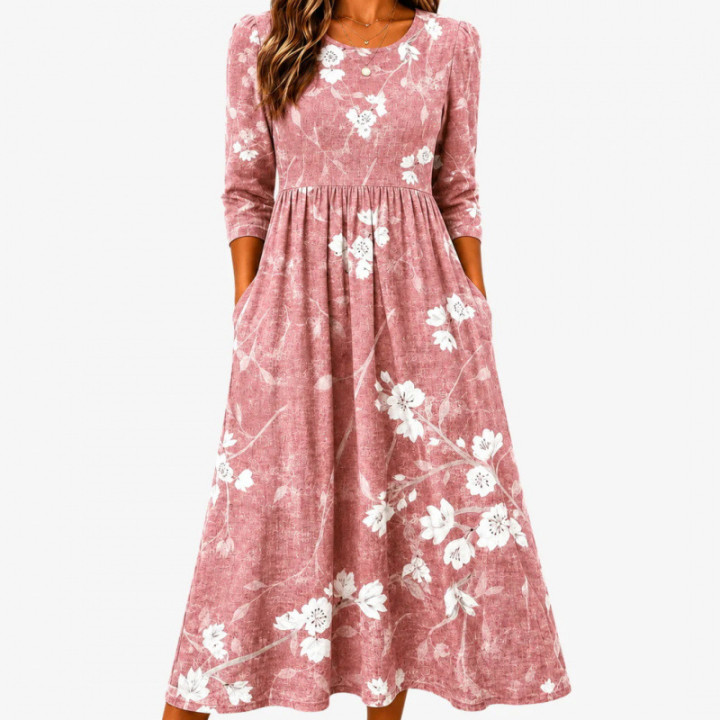 Casual Relaxed-fit Long-length Solid-color Dress | Anvare