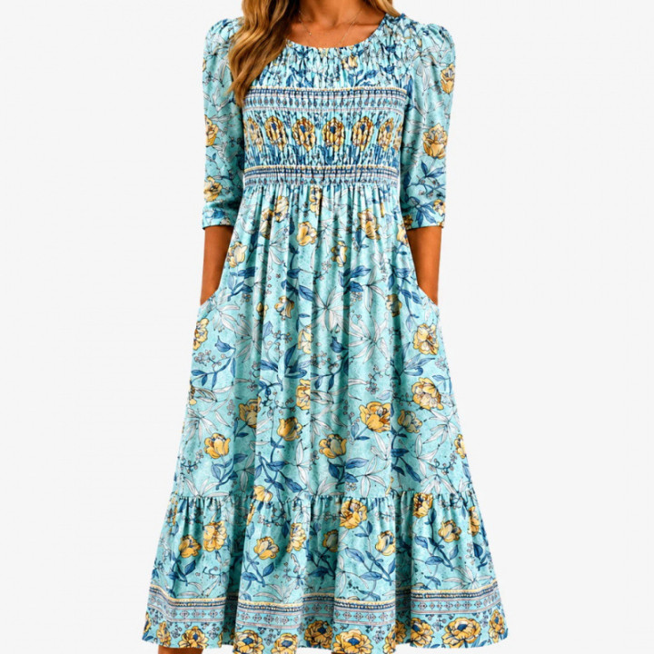 Casual Relaxed-fit Long-length Solid-color Dress | Anvare