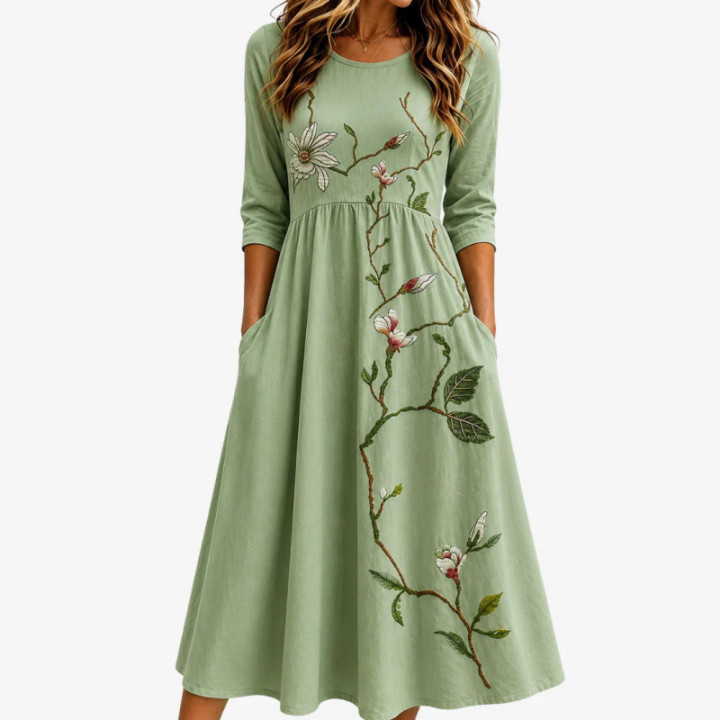 Casual Relaxed-fit Long-length Solid-color Dress | Anvare