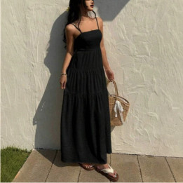Loose-fitting Figure-flattering Strap Dress For Vacation | Anvare
