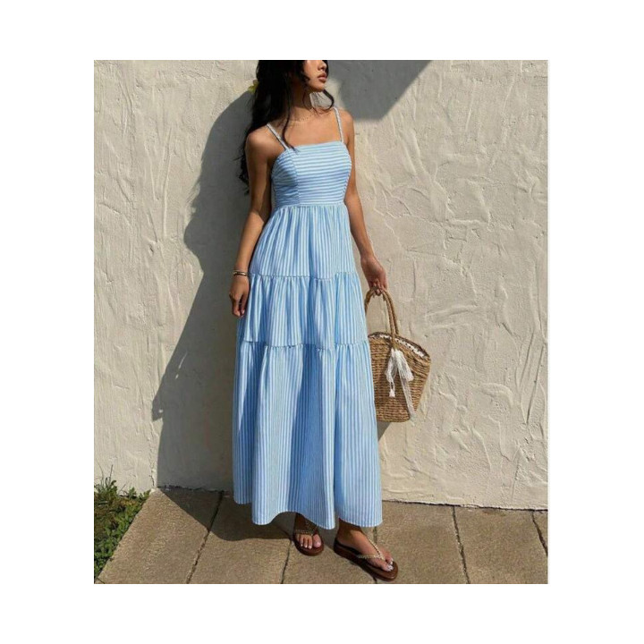 Loose-fitting Figure-flattering Strap Dress For Vacation | Anvare