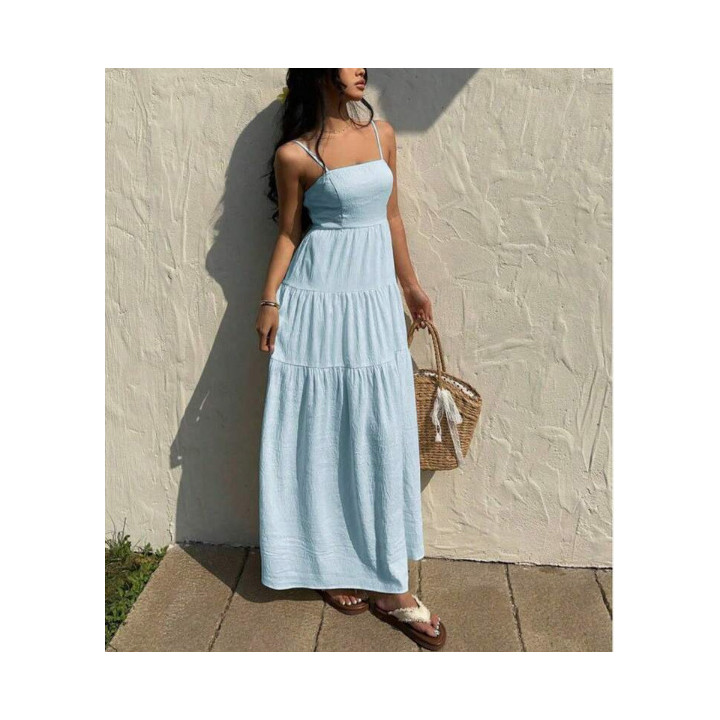Loose-fitting Figure-flattering Strap Dress For Vacation | Anvare