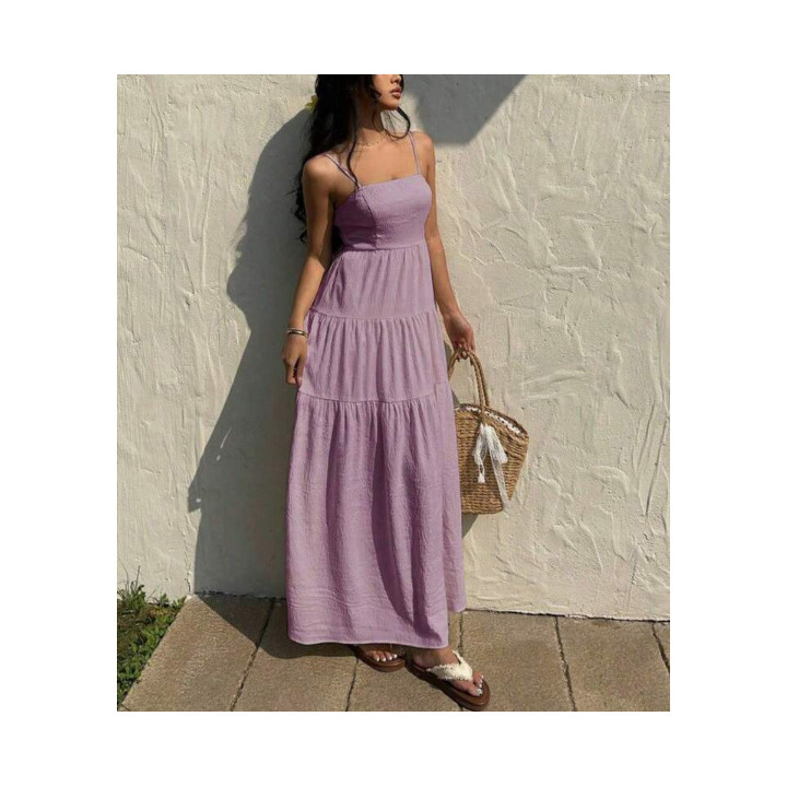 Loose-fitting Figure-flattering Strap Dress For Vacation | Anvare