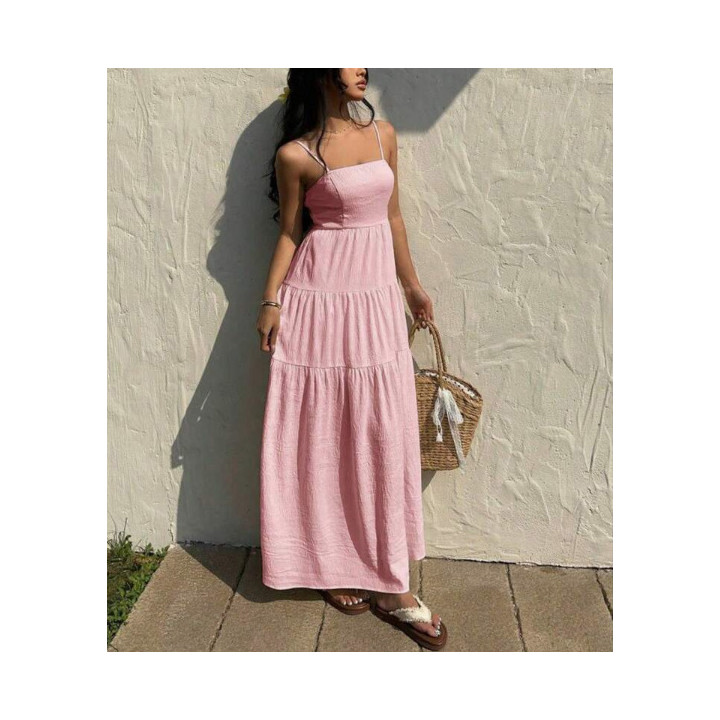 Loose-fitting Figure-flattering Strap Dress For Vacation | Anvare