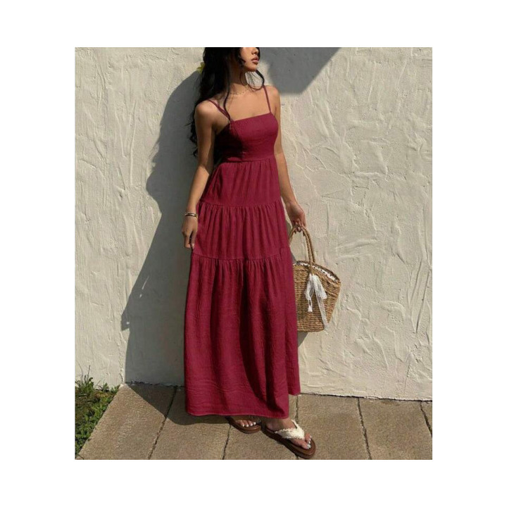 Loose-fitting Figure-flattering Strap Dress For Vacation | Anvare