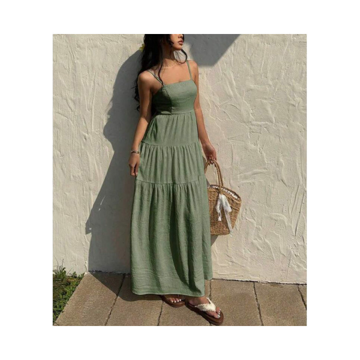 Loose-fitting Figure-flattering Strap Dress For Vacation | Anvare