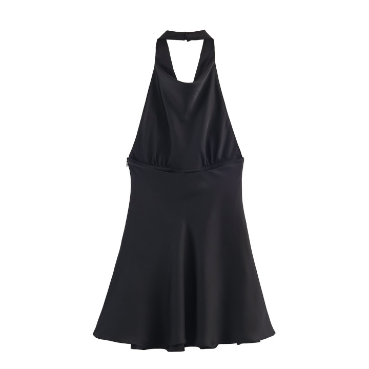 Silk Satin Texture Halter Short Dress | Anvare