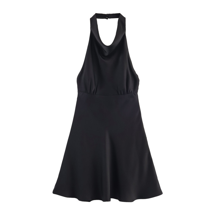 Silk Satin Texture Halter Short Dress | Anvare