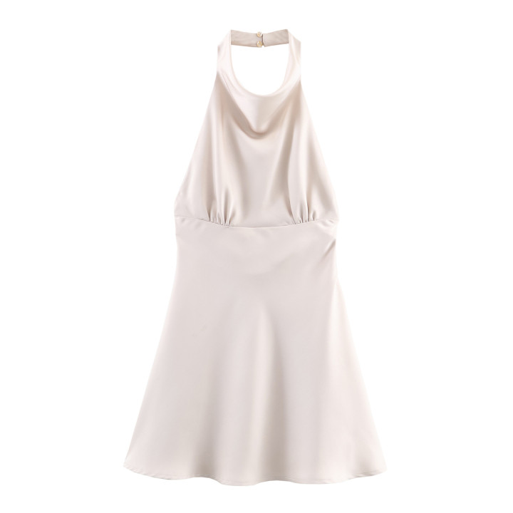 Silk Satin Texture Halter Short Dress | Anvare