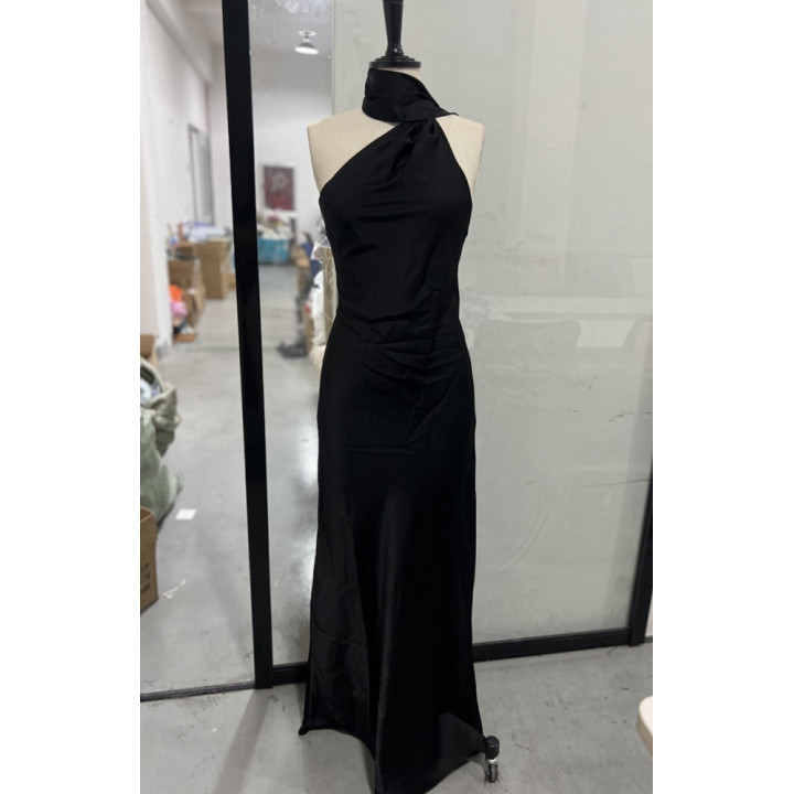 Womens French-style Satin Halter-neck Backless Dress | Anvare