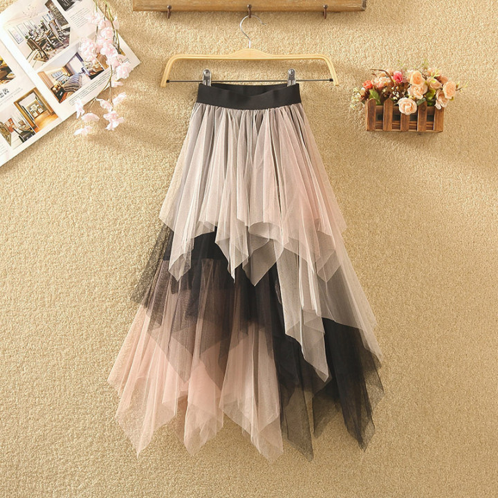 Womens New Irregular Mesh Casual Skirt | Anvare