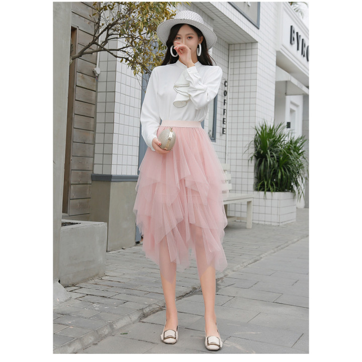 Womens New Irregular Mesh Casual Skirt | Anvare