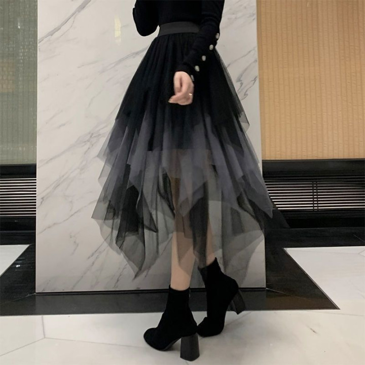 Womens New Irregular Mesh Casual Skirt | Anvare