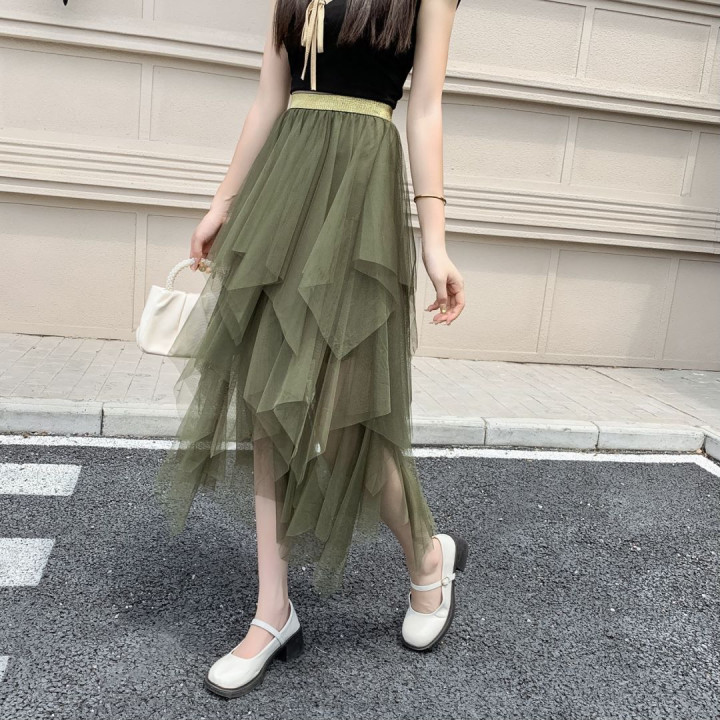 Womens New Irregular Mesh Casual Skirt | Anvare