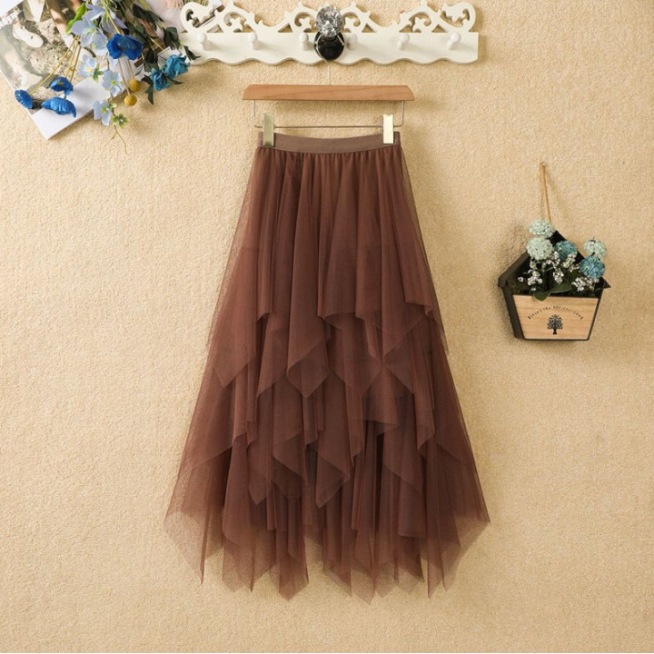 Womens New Irregular Mesh Casual Skirt | Anvare