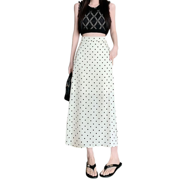 Plus-size Summer Polka-dot High-waisted A-line Skirt | Anvare