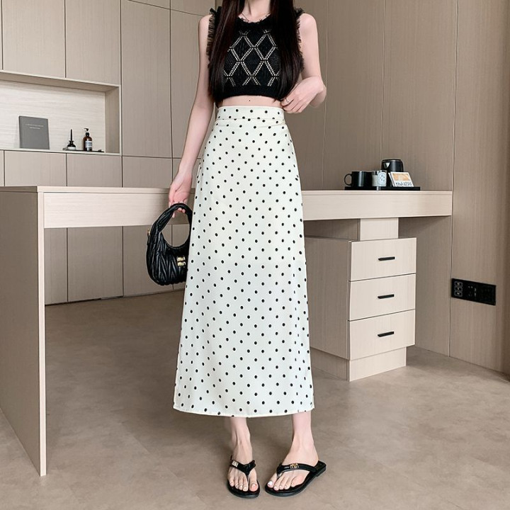 Plus-size Summer Polka-dot High-waisted A-line Skirt | Anvare