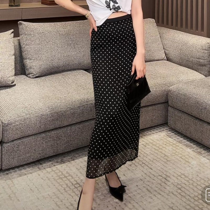Plus-size Summer Polka-dot High-waisted A-line Skirt | Anvare