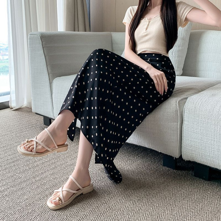Plus-size Summer Polka-dot High-waisted A-line Skirt | Anvare