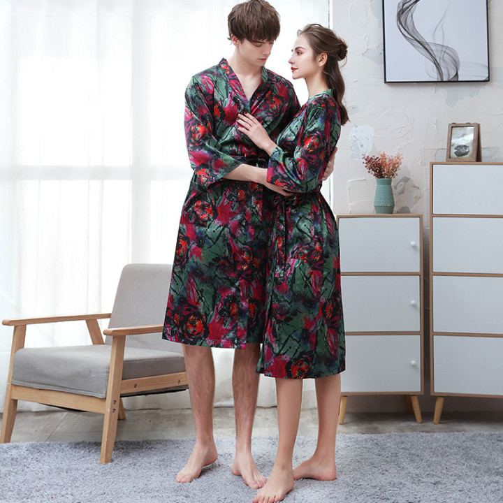 Ice-silk Thin-printed Home Bathrobe | Anvare