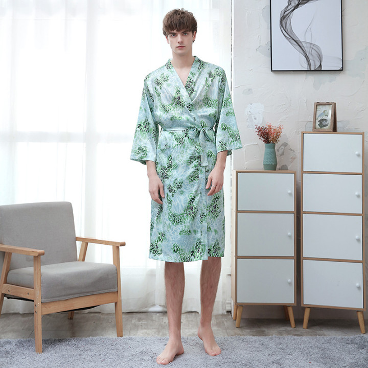 Ice-silk Thin-printed Home Bathrobe | Anvare