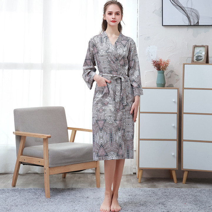 Ice-silk Thin-printed Home Bathrobe | Anvare