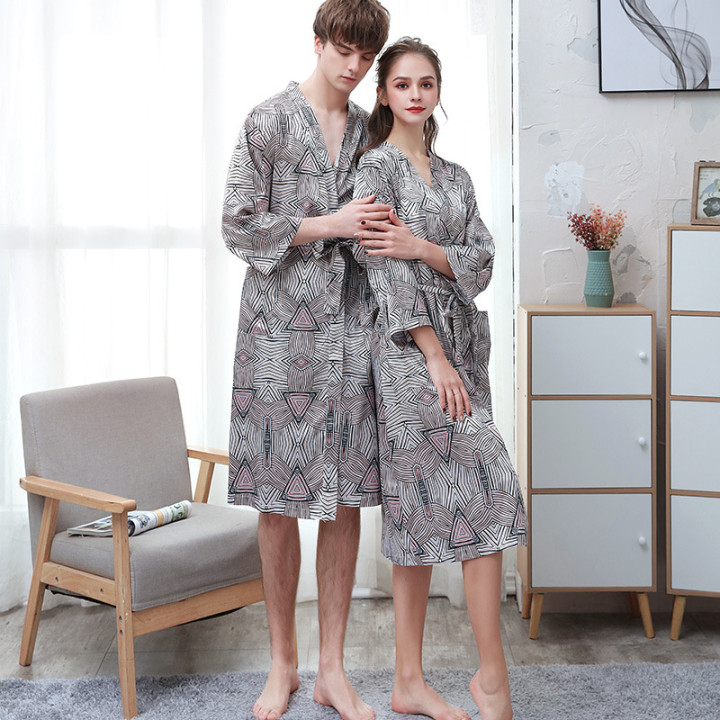 Ice-silk Thin-printed Home Bathrobe | Anvare