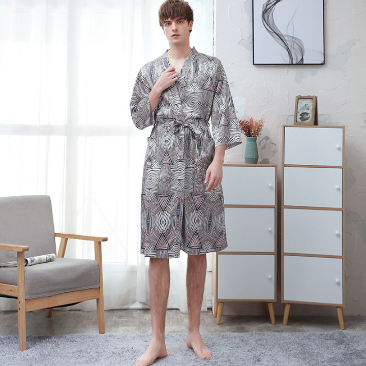 Ice-silk Thin-printed Home Bathrobe | Anvare
