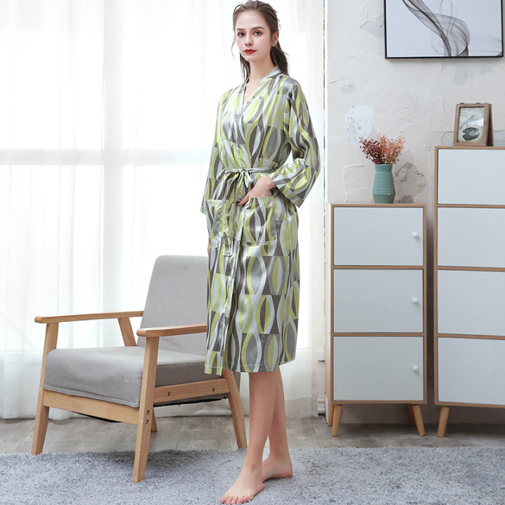 Ice-silk Thin-printed Home Bathrobe | Anvare