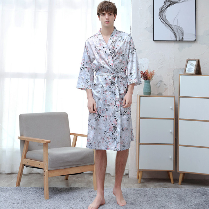 Ice-silk Thin-printed Home Bathrobe | Anvare