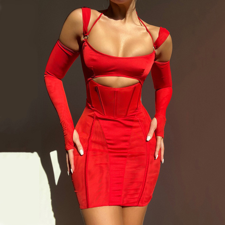 Women's Sling Tight Dress Fashion Backless Mesh See-through Hip Skirt | Anvare